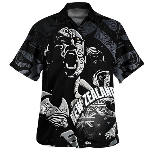 New Zealand Hawaiian Shirt Maori Haka With Rugby Ball