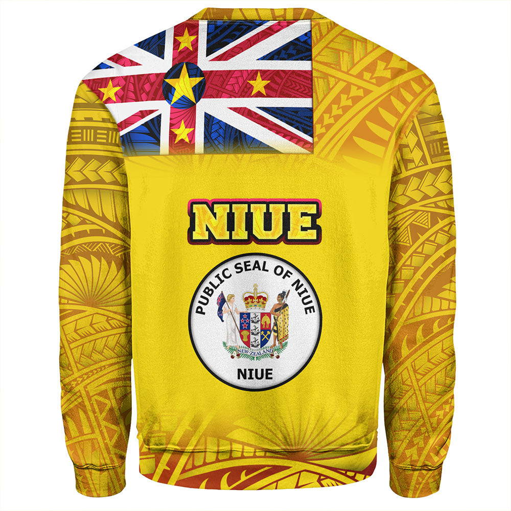 Niue Sweatshirt Flag Color With Traditional Patterns