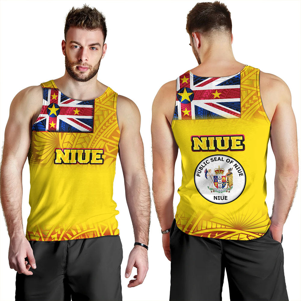 Niue Tank Top Flag Color With Traditional Patterns