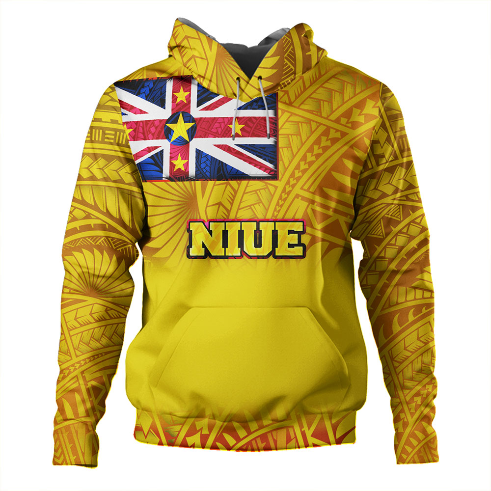 Niue Hoodie Flag Color With Traditional Patterns | Polynesian.co