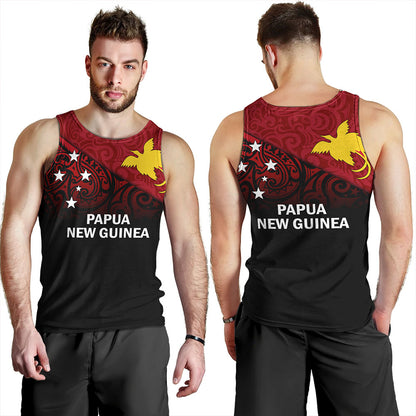 Papua New Guinea Tank Top - PNG Flag Color With Traditional Patterns