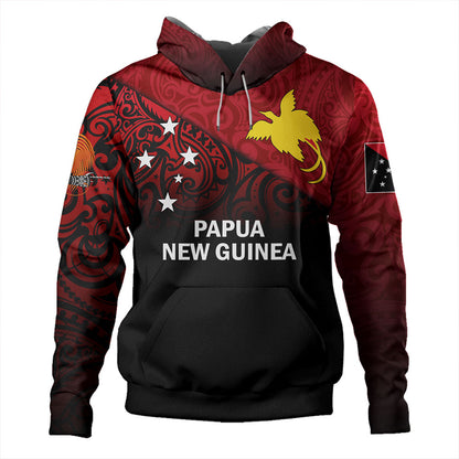 Papua New Guinea Hoodie - PNG Flag Color With Traditional Patterns