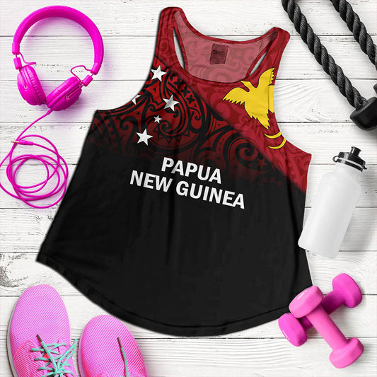 Papua New Guinea Women Tank - PNG Flag Color With Traditional Patterns