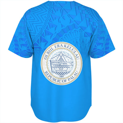Palau Baseball Shirt Flag Color With Traditional Patterns