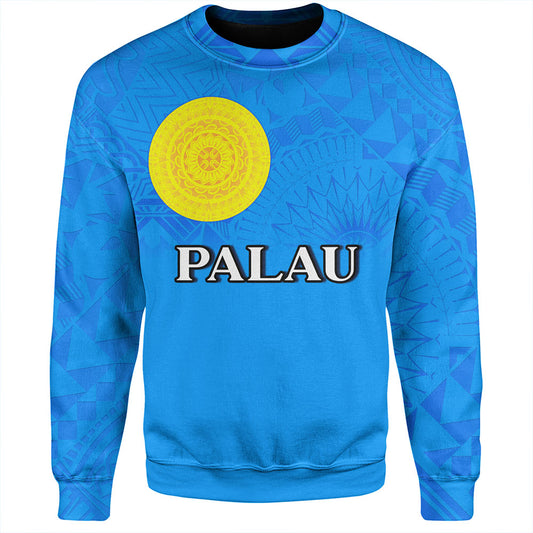 Palau Sweatshirt Flag Color With Traditional Patterns