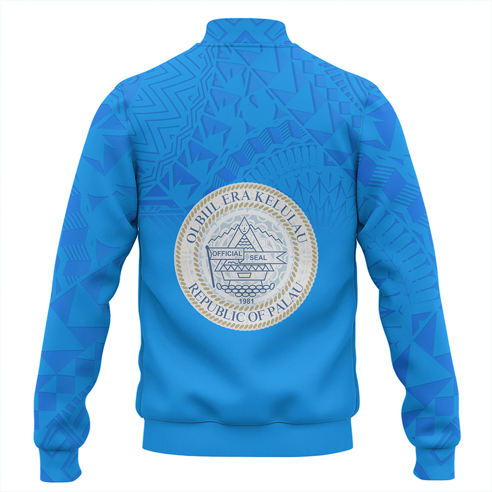 Palau Baseball Jacket Flag Color With Traditional Patterns