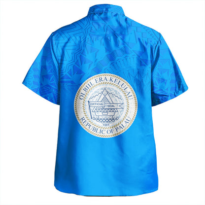 Palau Hawaiian Shirt Flag Color With Traditional Patterns