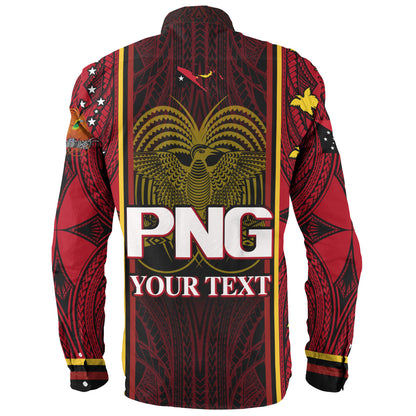 Papua New Guinea Custom Personalised Long Sleeve Shirt Seal And Map Tribal Traditional Patterns
