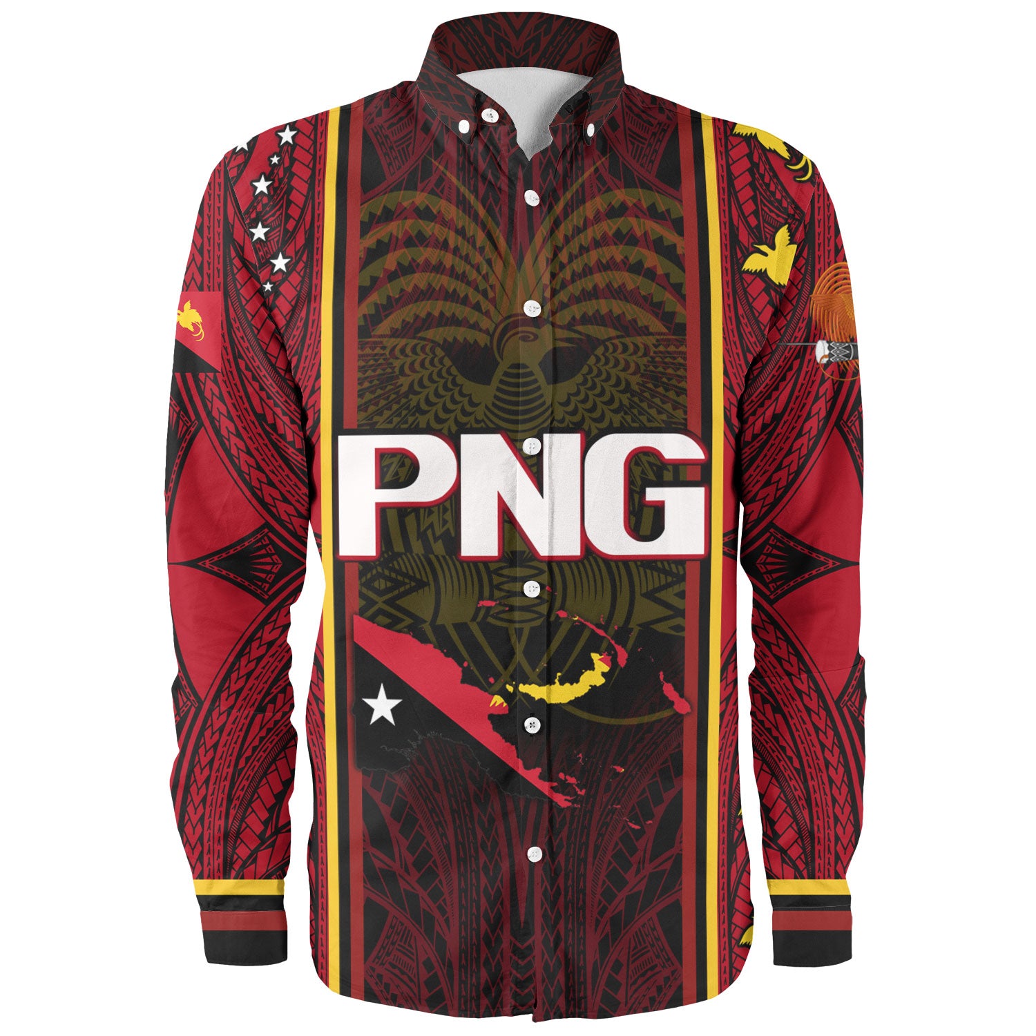 Papua New Guinea Custom Personalised Long Sleeve Shirt Seal And Map Tribal Traditional Patterns