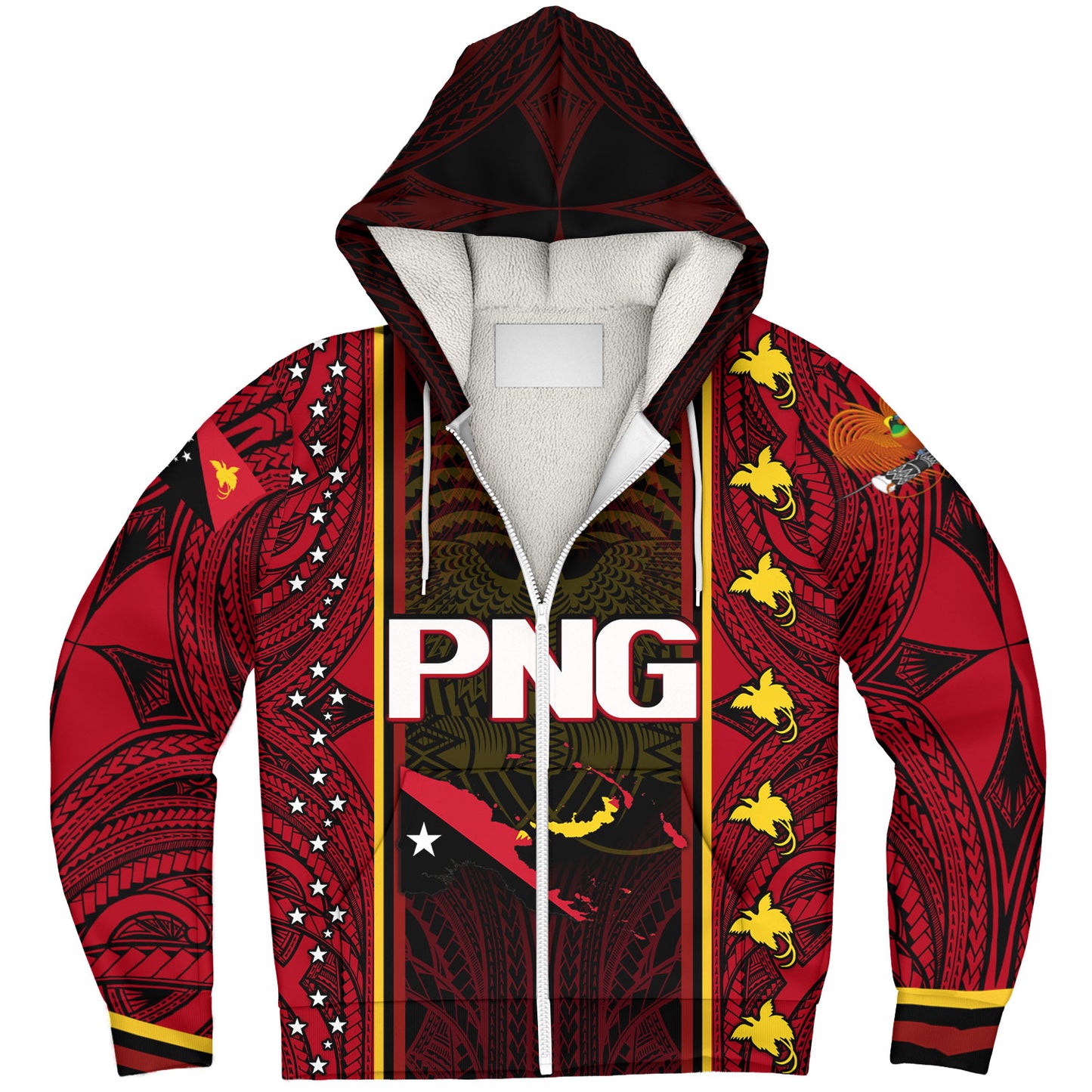 Papua New Guinea Custom Personalised Sherpa Hoodie Seal And Map Tribal Traditional Patterns