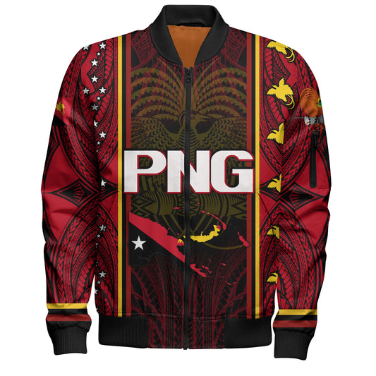Papua New Guinea Custom Personalised Bomber Jacket Seal And Map Tribal Traditional Patterns