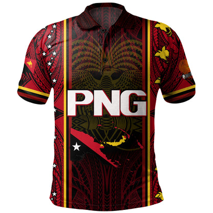 Papua New Guinea Custom Personalised Polo Shirt Seal And Map Tribal Traditional Patterns