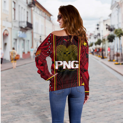 Papua New Guinea Custom Personalised Off Shoulder Sweatshirt Seal And Map Tribal Traditional Patterns