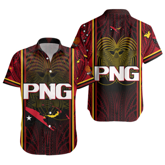 Papua New Guinea Custom Personalised Short Sleeve Shirt Seal And Map Tribal Traditional Patterns