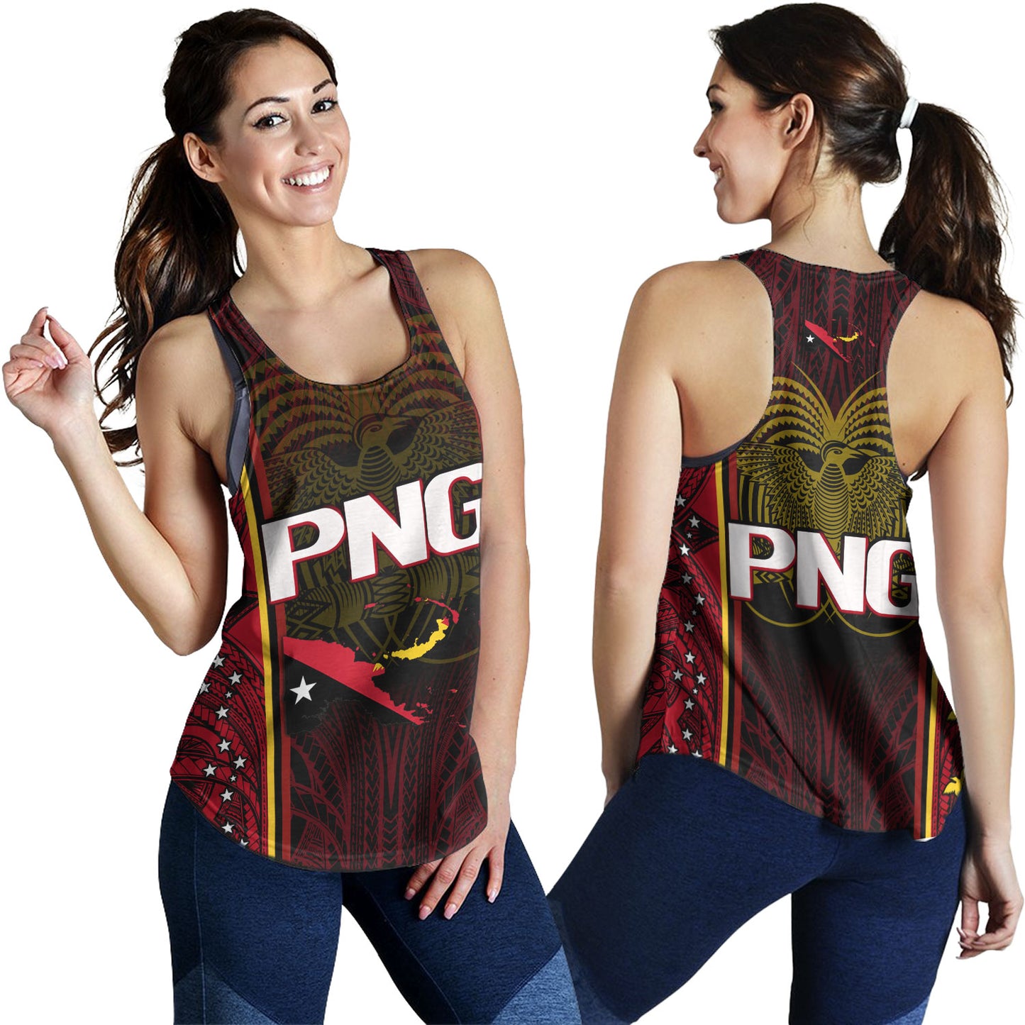 Papua New Guinea Custom Personalised Women Tank Seal And Map Tribal Traditional Patterns
