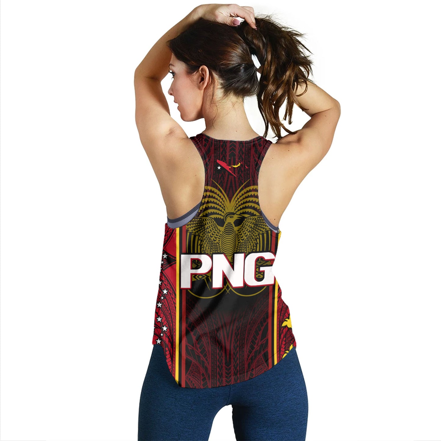Papua New Guinea Custom Personalised Women Tank Seal And Map Tribal Traditional Patterns