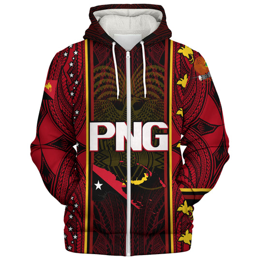 Papua New Guinea Custom Personalised Sherpa Hoodie Seal And Map Tribal Traditional Patterns
