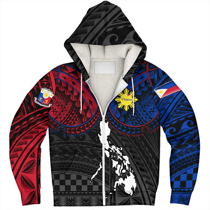 Philippines Sherpa Hoodie - Philippines Half Sleeve Tattoo Patterns Style
