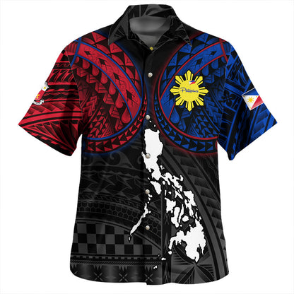 Philippines Hawaiian Shirt - Philippines Map And Flag Color Style