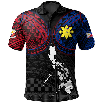 Philippines Polo Shirt - Philippines Half Sleeve Tattoo Patterns Style