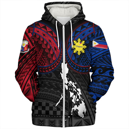Philippines Sherpa Hoodie - Philippines Half Sleeve Tattoo Patterns Style