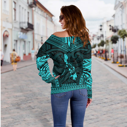 Philippines Off Shoulder Sweatshirt - Philippines Cheif Tattoo Patterns Style