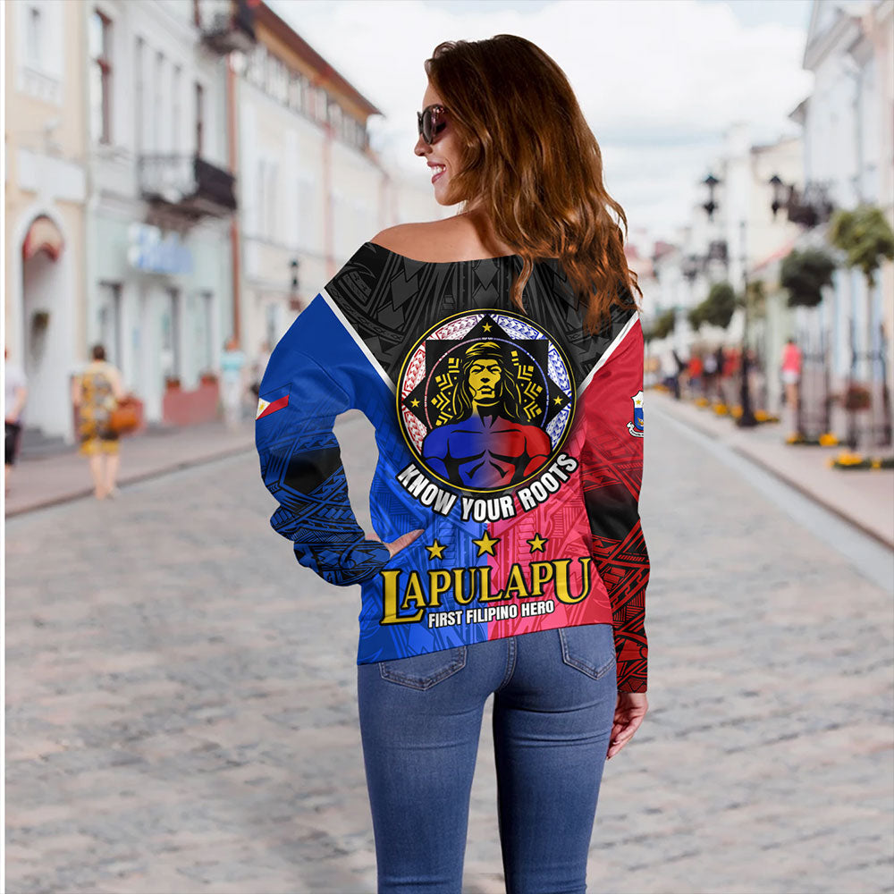 Philippines Filipinos Off Shoulder Sweatshirt Lapu-Lapu First Filipino Hero