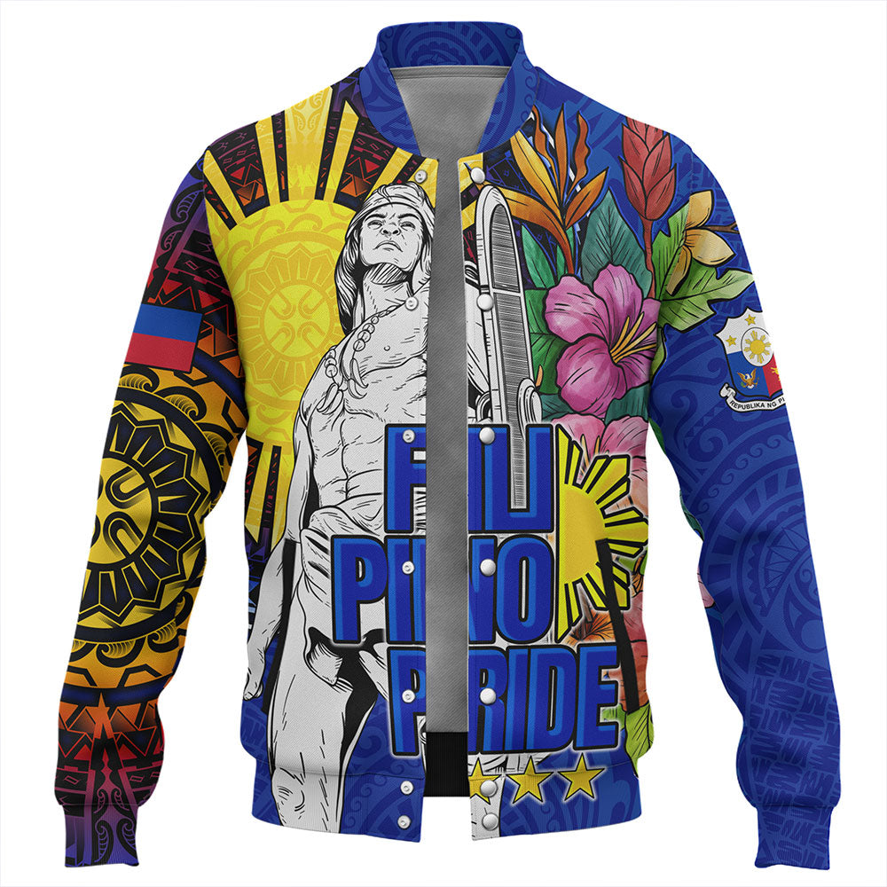 Philippines Filipinos Baseball Jacket Lapu-lapu Hero With Philippines Flowers Style