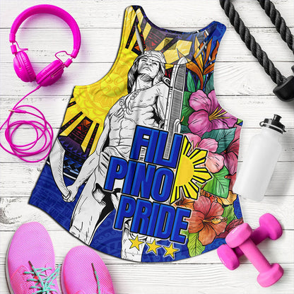 Philippines Filipinos Women Tank Lapu-lapu Hero With Philippines Flowers Style