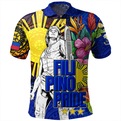 Philippines Filipinos Polo Shirt Lapu-lapu Hero With Philippines Flowers Style