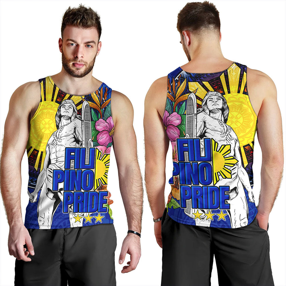 Philippines Filipinos Tank Top Lapu-lapu Hero With Philippines Flowers Style