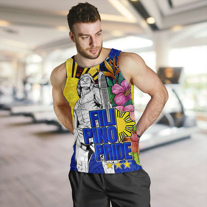 Philippines Filipinos Tank Top Lapu-lapu Hero With Philippines Flowers Style