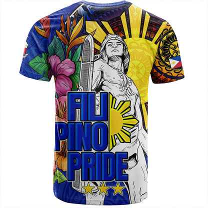 Philippines Filipinos T-Shirt Lapu-lapu Hero With Philippines Flowers Style