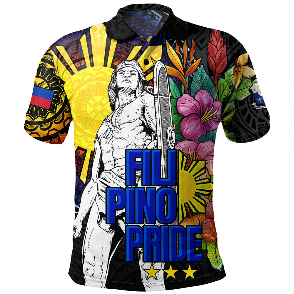 Philippines Filipinos Polo Shirt Lapu-lapu Hero With Philippines Flowers Style