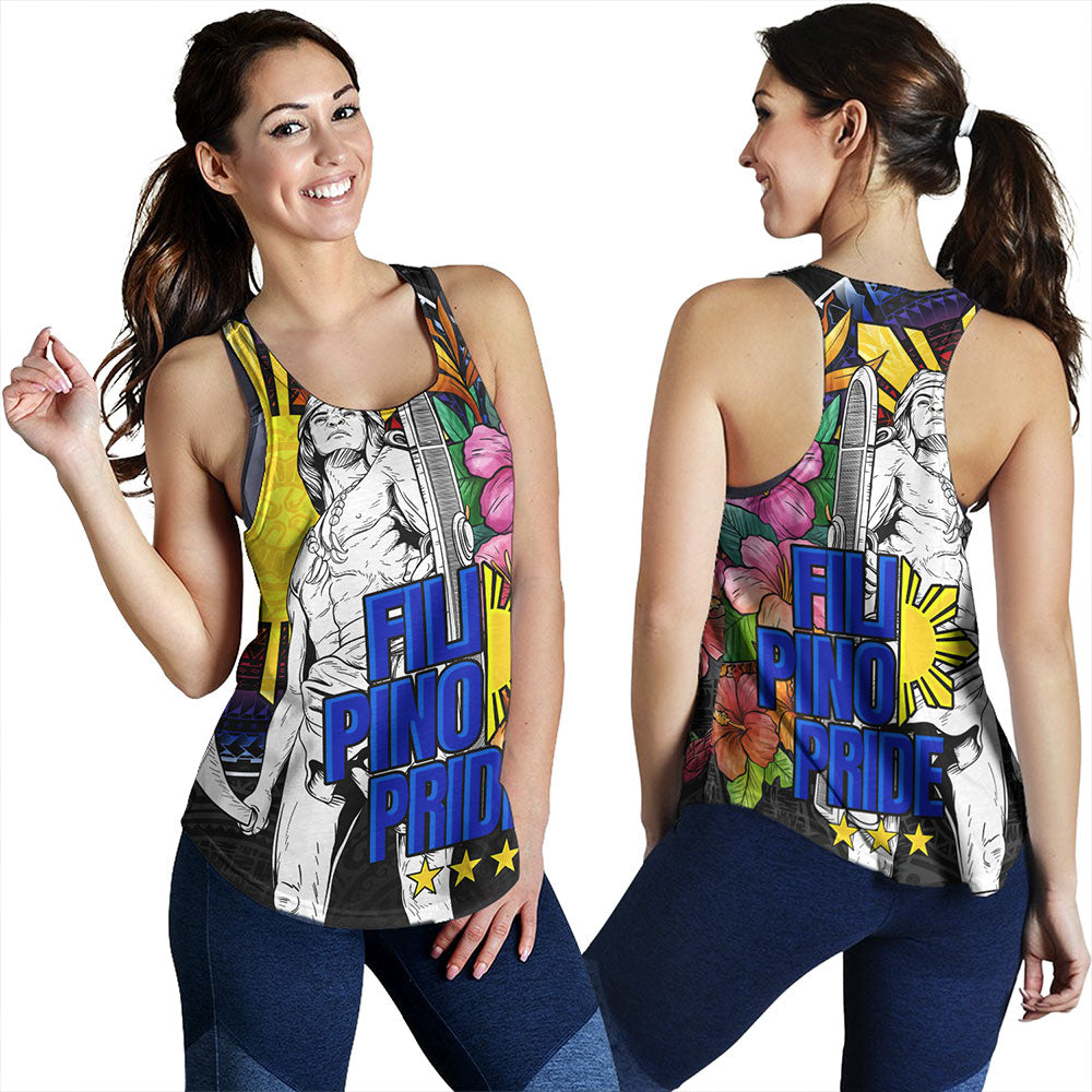 Philippines Filipinos Women Tank Lapu-lapu Hero With Philippines Flowers Style