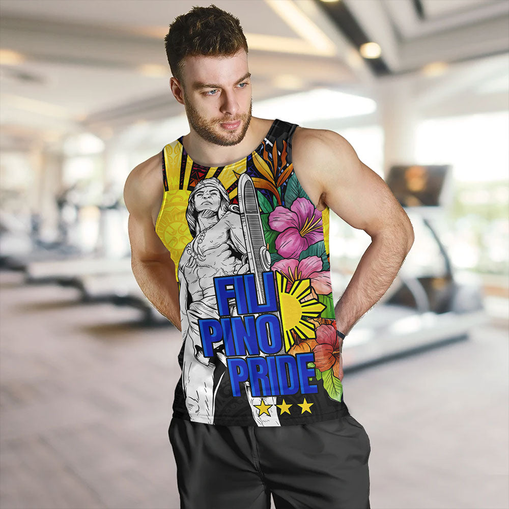 Philippines Filipinos Tank Top Lapu-lapu Hero With Philippines Flowers Style