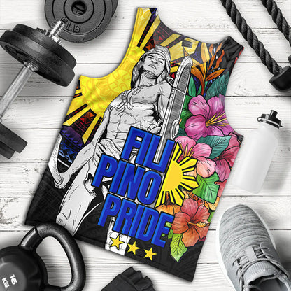 Philippines Filipinos Tank Top Lapu-lapu Hero With Philippines Flowers Style