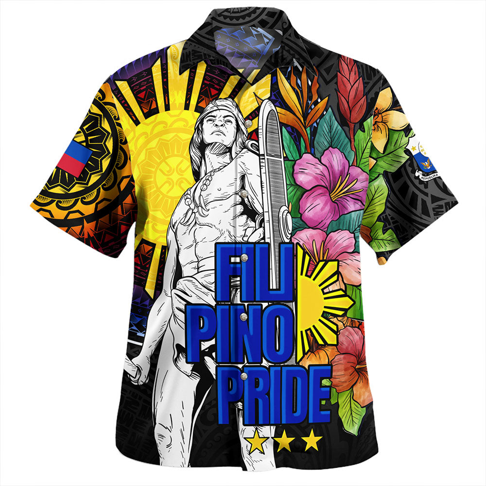 Philippines Filipinos Hawaiian Shirt Lapu-lapu Hero With Philippines Flowers Style
