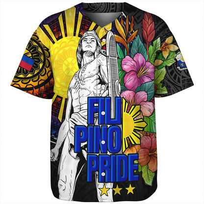 Philippines Filipinos Baseball Shirt Lapu-lapu Hero With Philippines Flowers Style