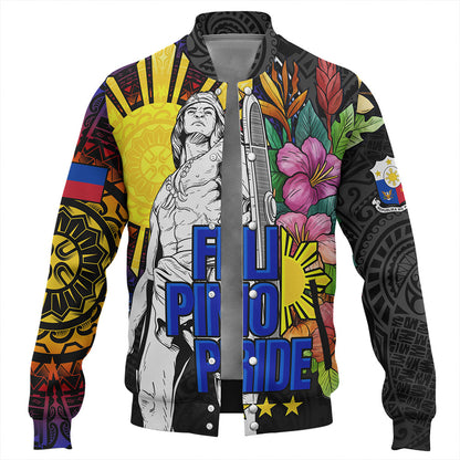 Philippines Filipinos Baseball Jacket Lapu-lapu Hero With Philippines Flowers Style