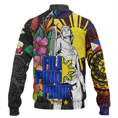 Philippines Filipinos Baseball Jacket Lapu-lapu Hero With Philippines Flowers Style