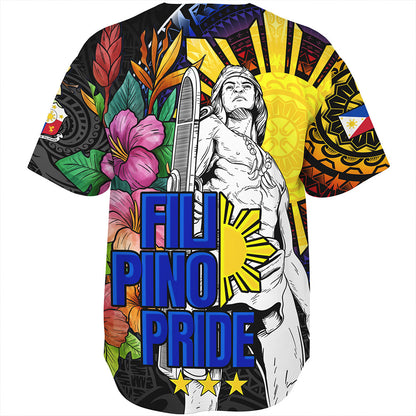 Philippines Filipinos Baseball Shirt Lapu-lapu Hero With Philippines Flowers Style