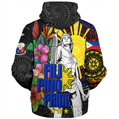Philippines Filipinos Sherpa Hoodie Lapu-lapu Hero With Philippines Flowers Style