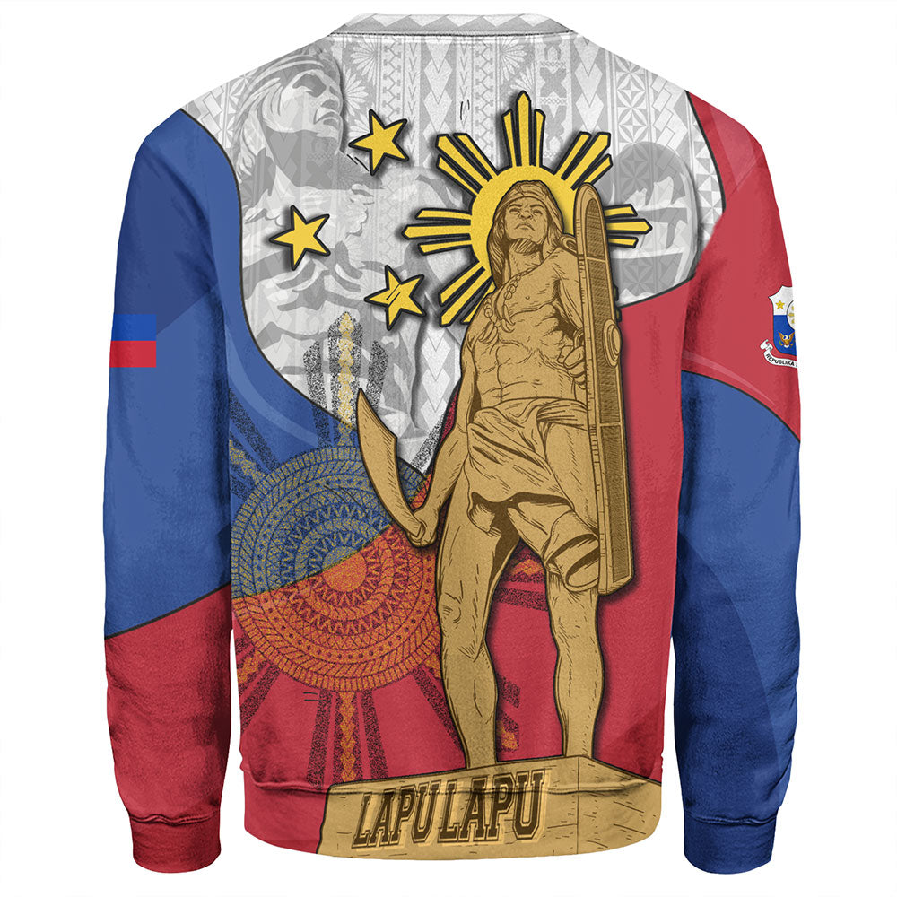 Philippines Filipinos Sweatshirt Lapu Lapu Heroes With Sun And Flag Tribal Patterns