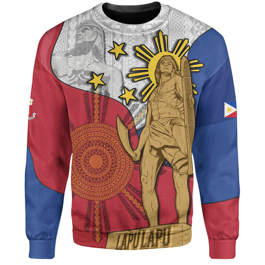 Philippines Filipinos Sweatshirt Lapu Lapu Heroes With Sun And Flag Tribal Patterns
