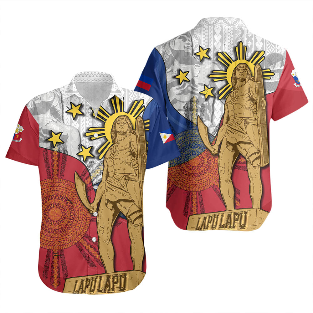 Philippines Filipinos Short Sleeve Shirt Lapu Lapu Heroes With Sun And Flag Tribal Patterns
