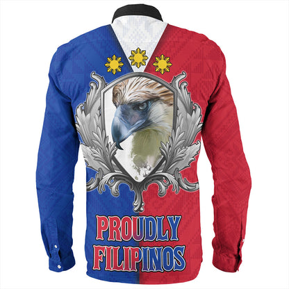 Philippines Filipinos Long Sleeve Shirt The Philippine Eagle With Traditional Patterns