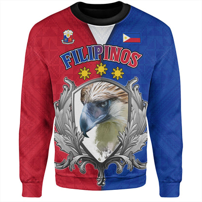 Philippines Filipinos Sweatshirt The Philippine Eagle With Traditional Patterns