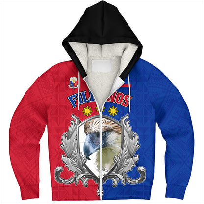 Philippines Filipinos Sherpa Hoodie The Philippine Eagle With Traditional Patterns