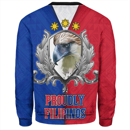 Philippines Filipinos Sweatshirt The Philippine Eagle With Traditional Patterns